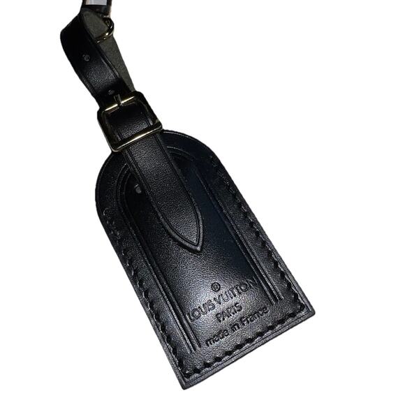 Louis Vuitton Name Tag w/ S Initial Black Gold tone Metal Small Mint - Picture 1 of 12